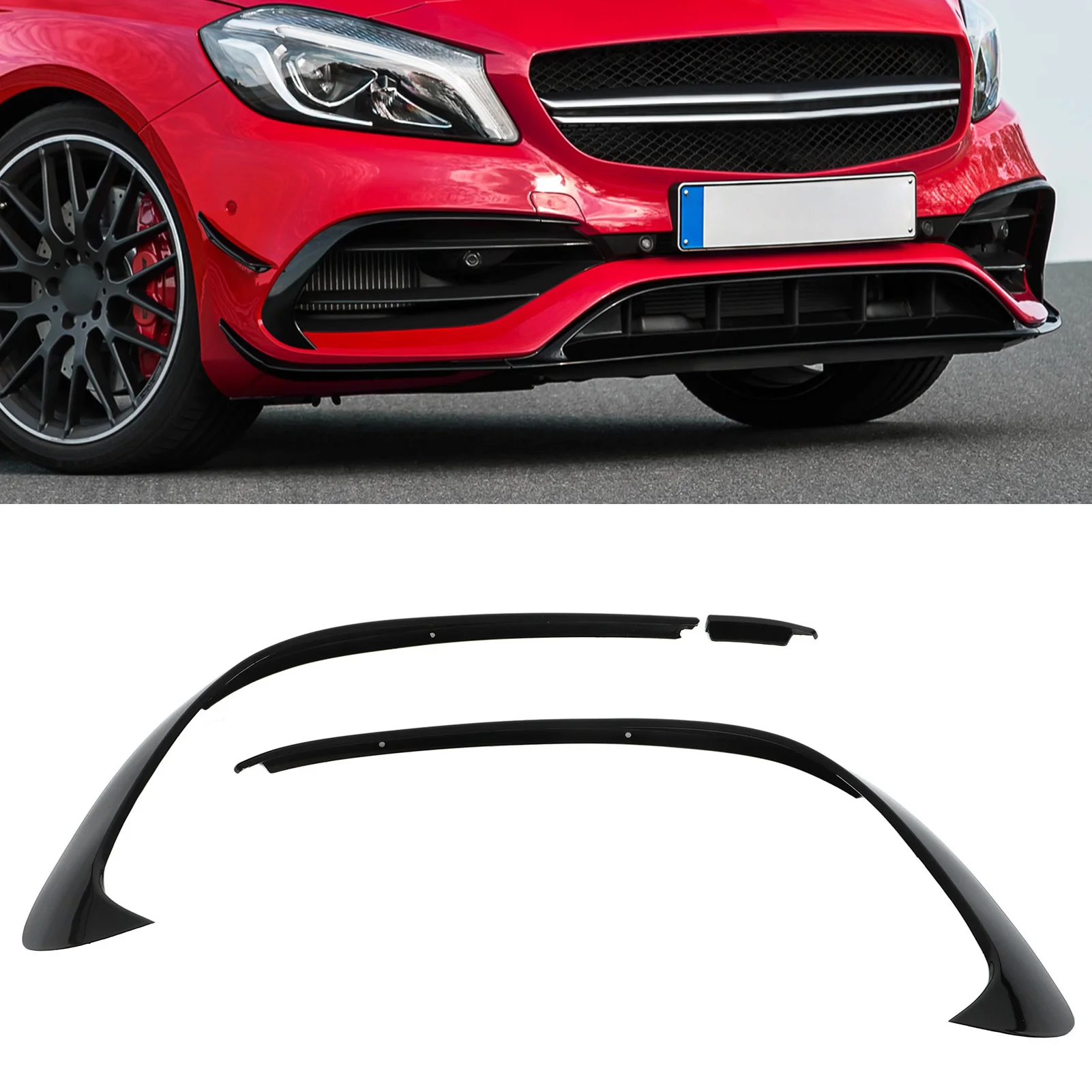 Car Canard Stable Front Bumper Spoilers Wear Resistant Colorfast High Accuracy Glossy Black Rugged for Auto