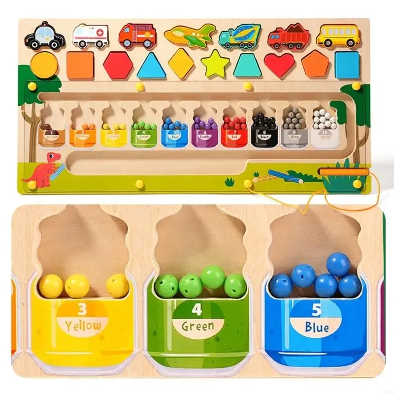 Colorful Wooden Puzzle Beads Maze Toy For Kids Fine Motor Skills And Color Recognition Educational Board 15UB