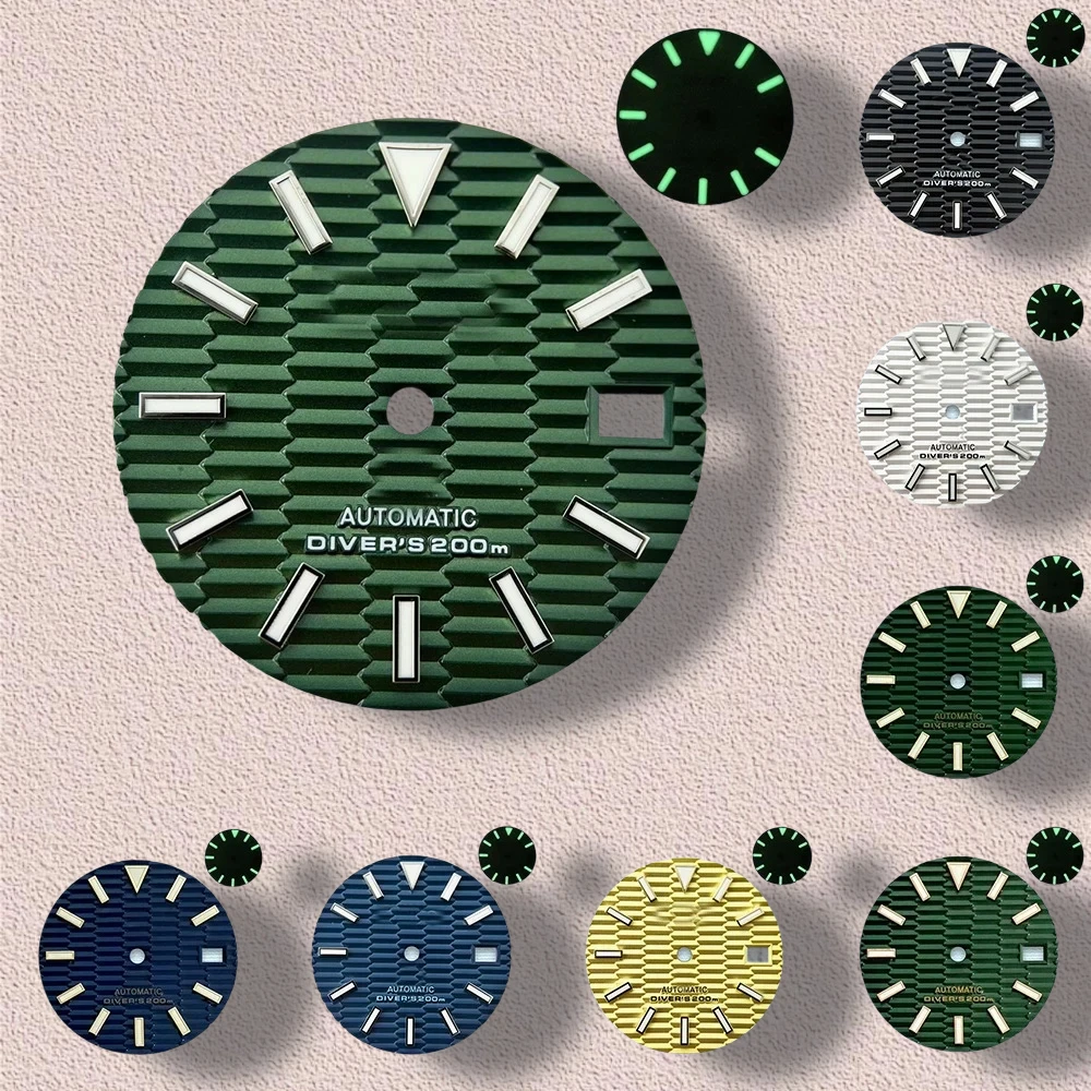 

28.5mm S Logo SKX007 Slope Dial Fit NH35/NH36/4R/7S Japanese Movement Green Luminous High-Quality Watch Modification Accessories