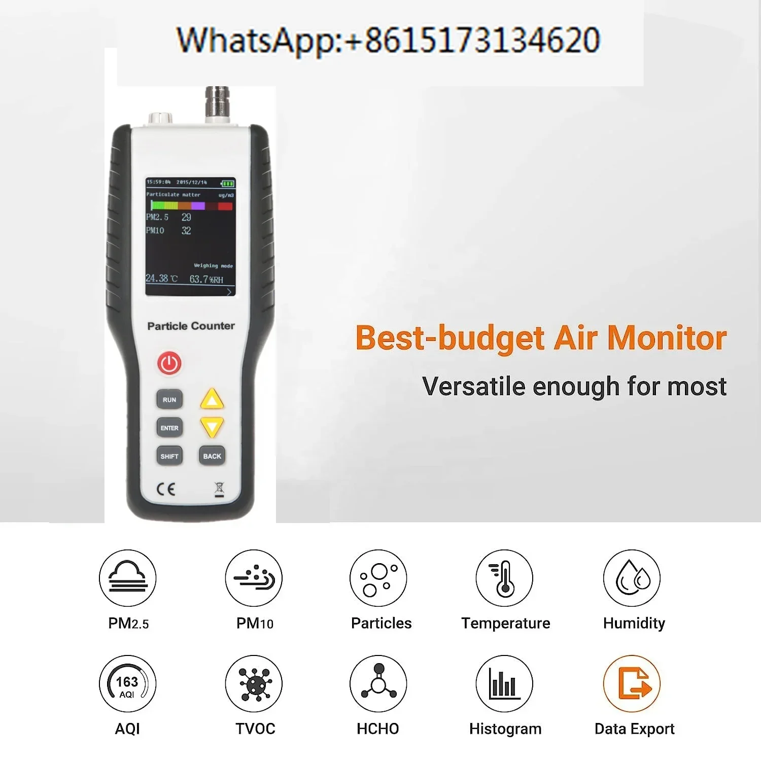 Compteur de qualité de l'air Hti, moniteur Ht 9600, compteur de gaz de particules, détecteur Pm2.5 avec prix d'usine, Oem Odm Obm