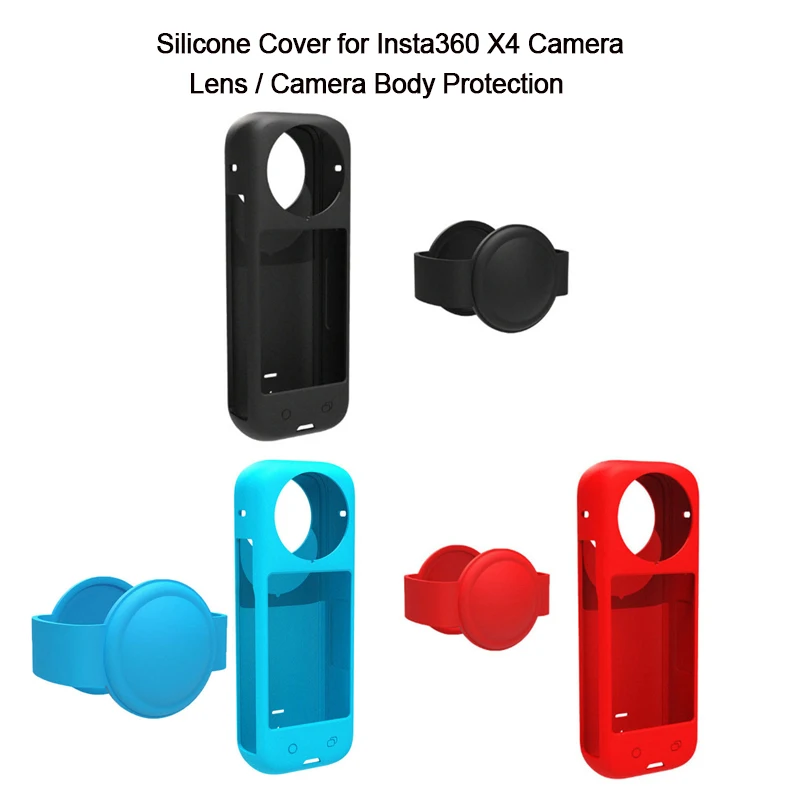 Silicone Cover Case for Insta360 X4 Panoramic Action Camera / Lens Protector Sleeve for Insta 360 X4 Anti-scratch Accessories