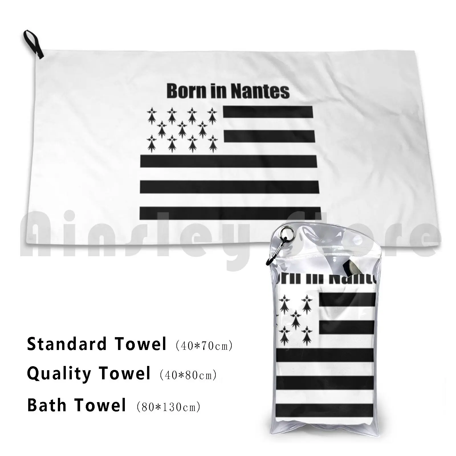 Born In Nantes Bath Towel Beach Cushion Born In Nantes Nantes Born In Born In Breizh Breizh Bretagne France Black