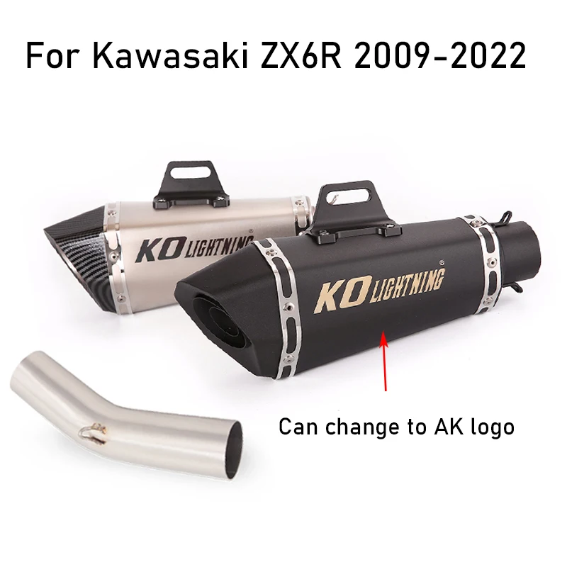 

Escape Motocross Exhaust System Mid Connect Link Catalyst Slip On 51mm Muffler Silencer DB Killer For Kawasaki ZX6R 2009-2022