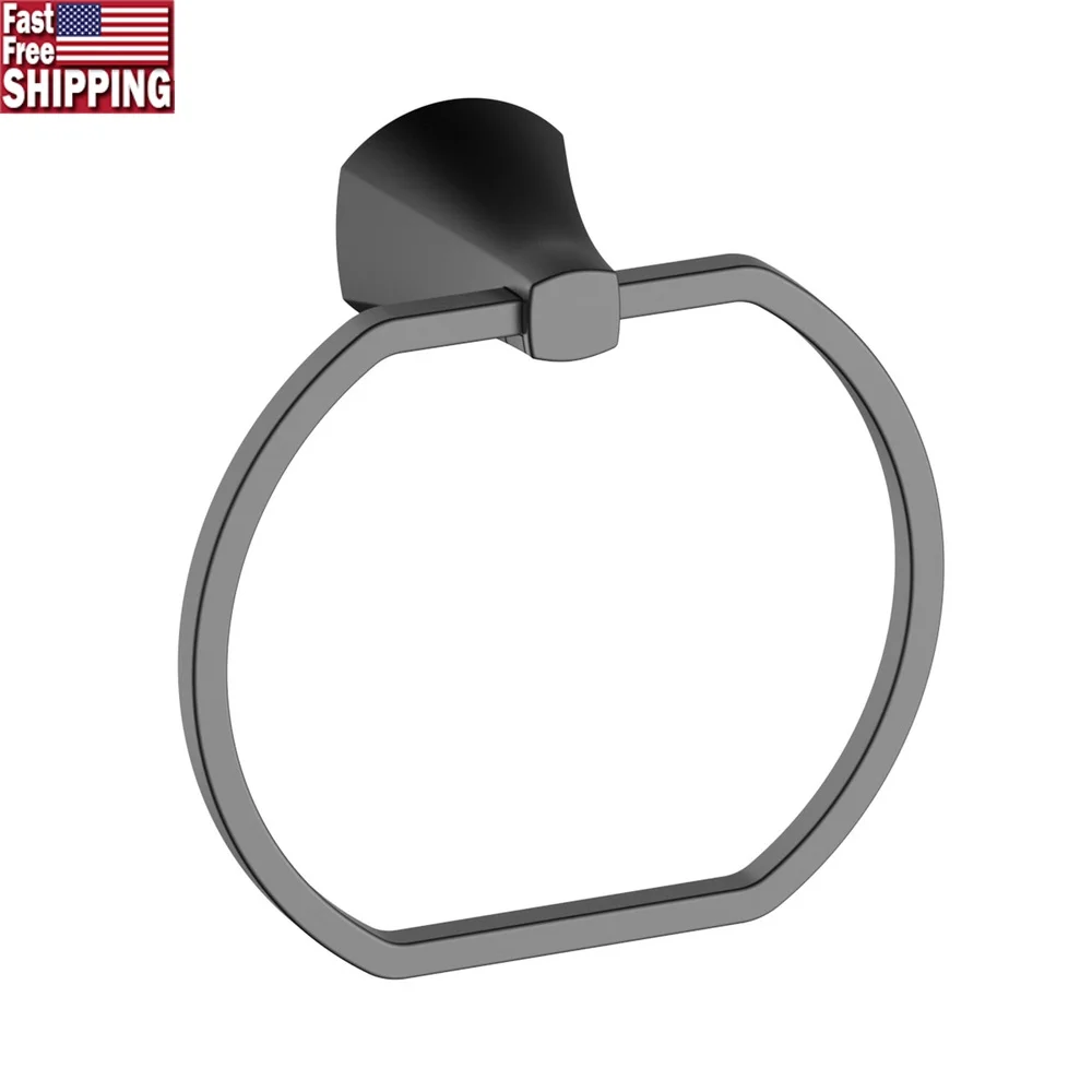 

Матовое черное настенное кольцо для полотенец, устойчивое к ржавчине оборудование для ванной комнаты и кухни, простая установка, прочный цинковый сплав