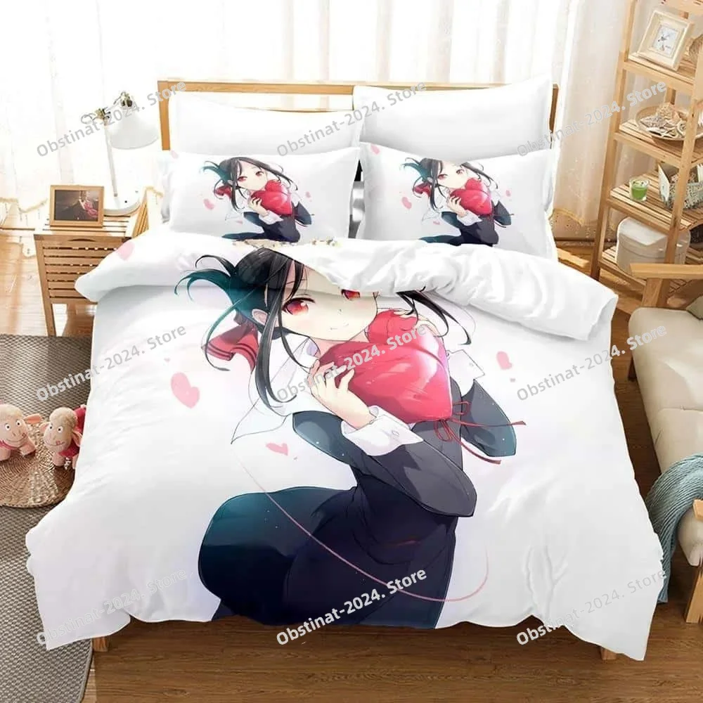 

Kaguya-sama Love is War Bedding Set Cartoon Anime three-piece set Adult Kid Bedroom Duvetcover Sets 3d Print Anime Kawaii Girls