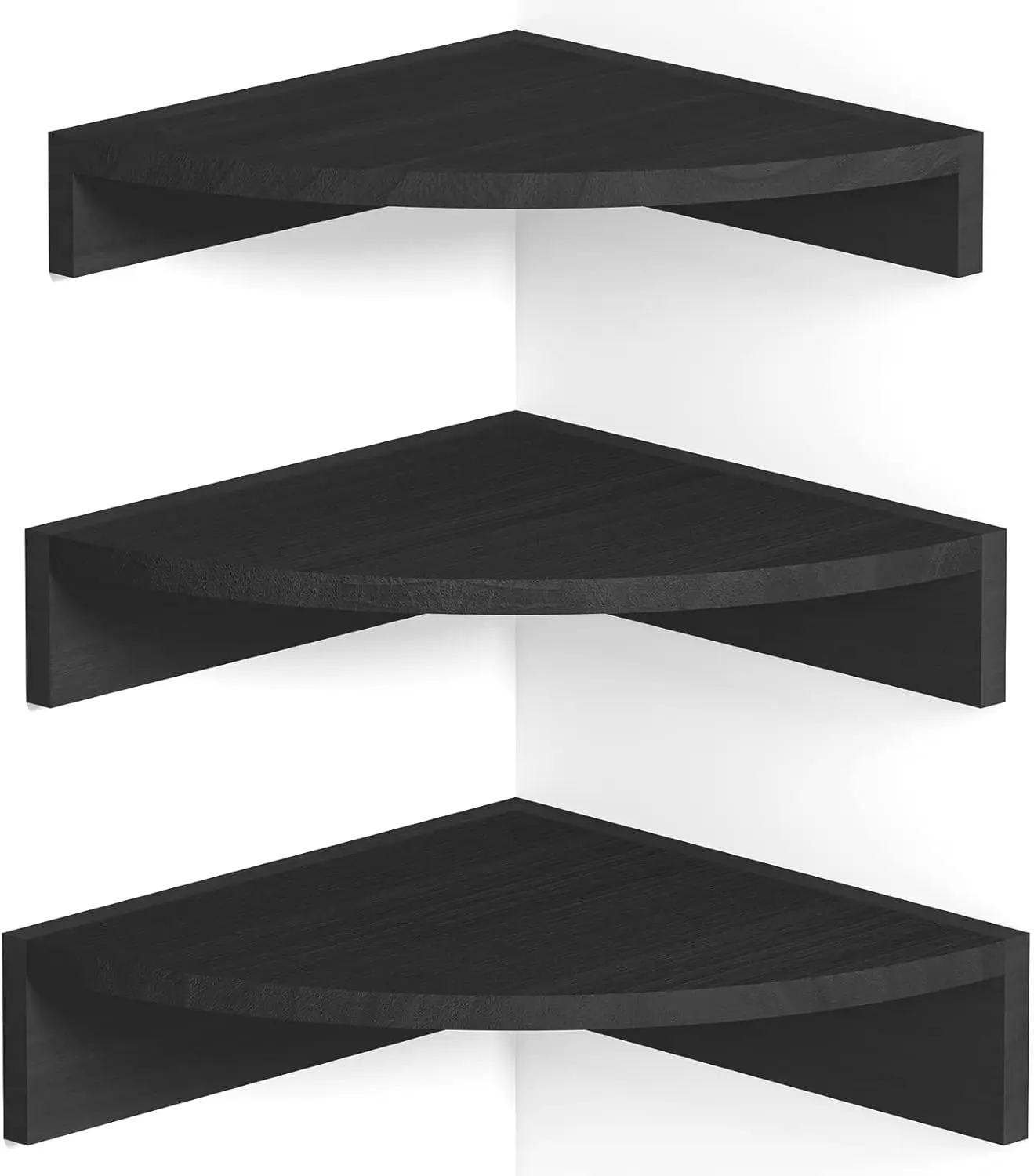 

Black Corner Shelf Wall Mount, Set of 3 Floating Shelves for Wall Storage and Display, Rustic Wood Shelves for Bedroom,