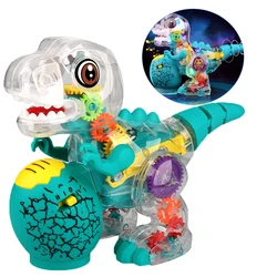 Electric Dinosaur Toys With Light Sound Animal Transparent Tyrannosaurus Rex Mechanical Dinosaurs STEM Model Toys For Baby Kids