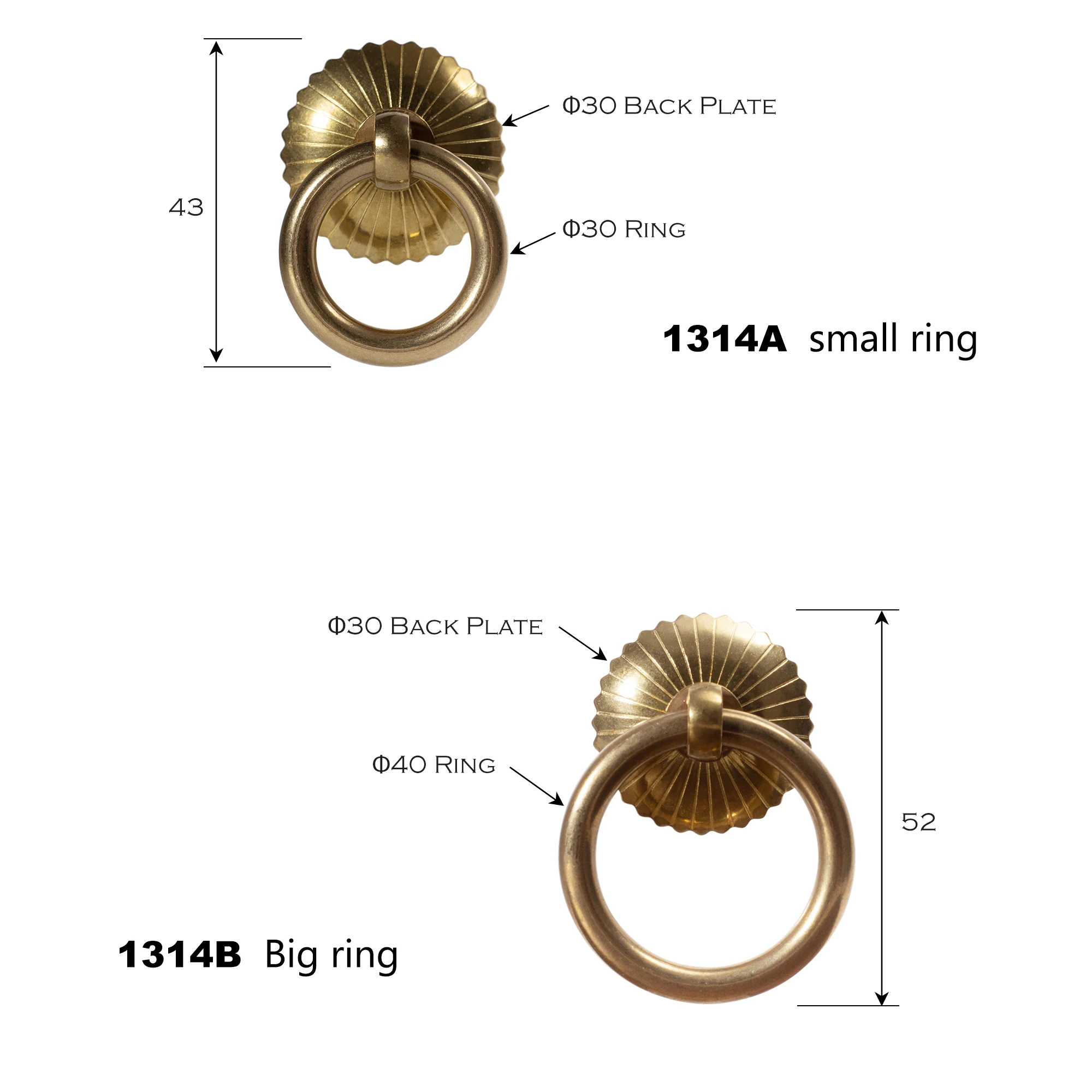 Solid Brass Ring Hanlde Decorative Knobs Vintage Antique Furniture Pull for Cabinet Closet Wardrobe Cupboard Drawer Wooden Doors
