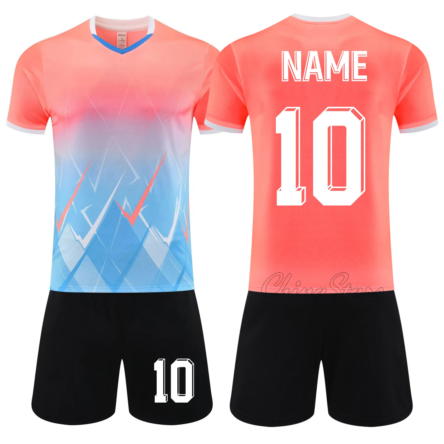 DIY Custom Men Women Soccer Jersey Sets Sublimation Short Sleeve Kits Athlete Male Girls Quick-dry Print Football Uniform Suit