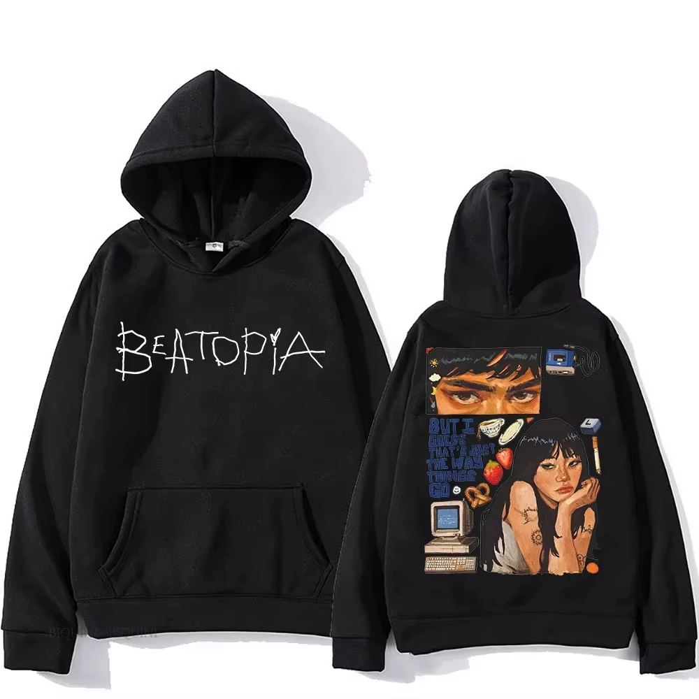 

2025 Beabadoobee Retro Hooded Graphic Printing Aesthetic Sweatshirt with Hooded Fleece Clothing Sudaderas Vintage Pullovers