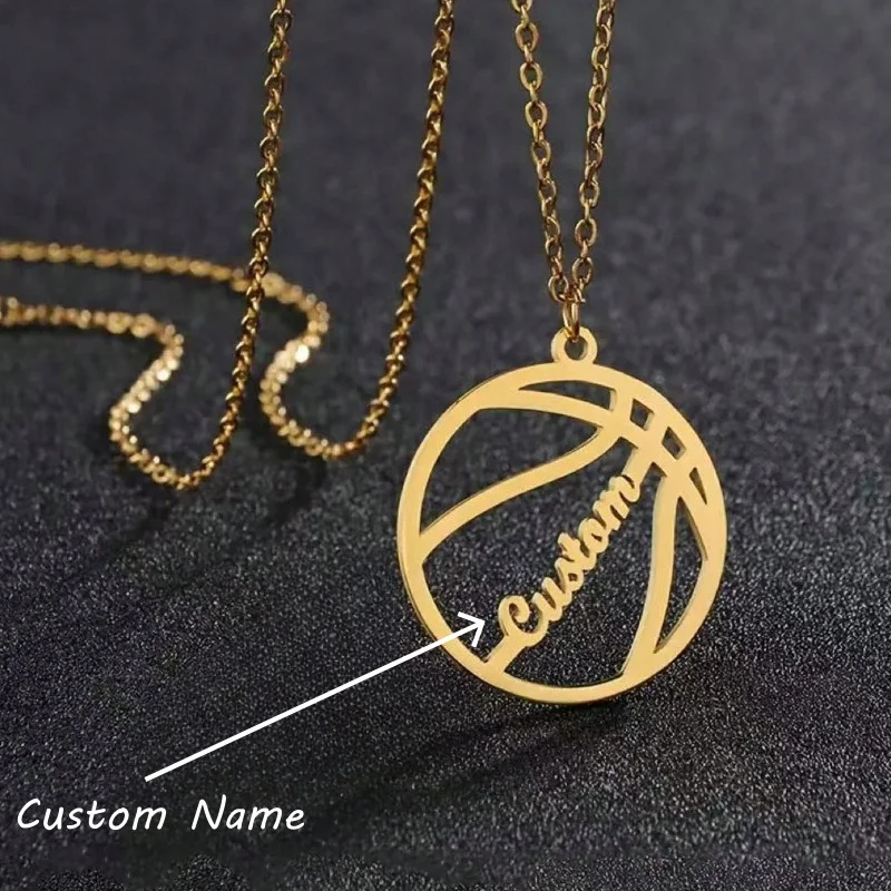

Personalized Basketball Necklace Name Pendant Basketball Sports Charm Customized Jewelry Gift for Basketball Best Birthday Gifts