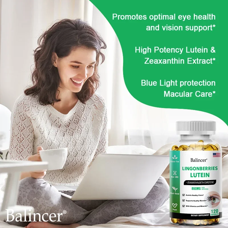 Balincer Lutein Capsule Supplement Supports Eye Health, Helps Relieve Eye Strain, Stress, and Strengthens the Immune System