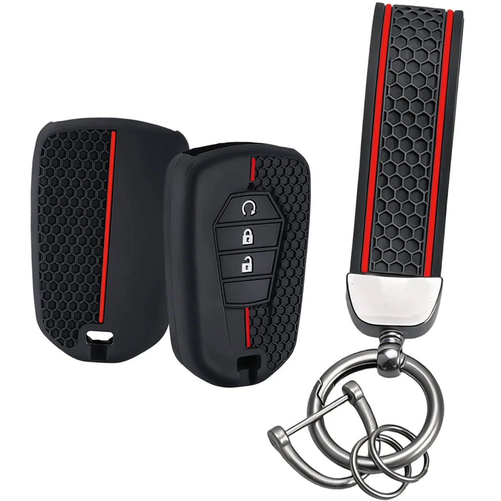 Lightweight Sport Silicone Shell With Keychain Red Accent For ISUZU D-max MU-X Dmax Mux 3.0 Auto Remote Accessory