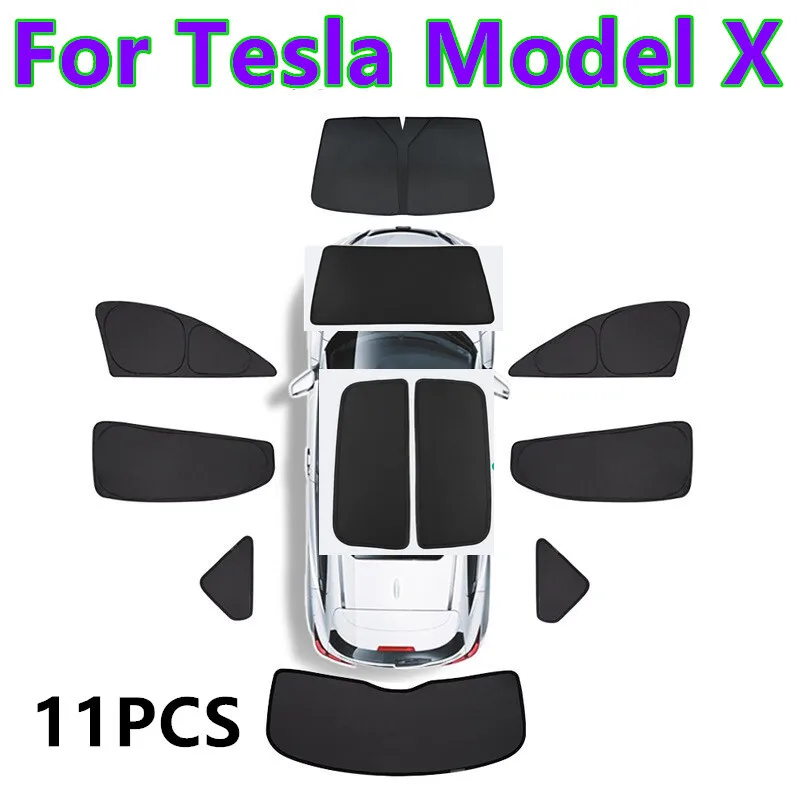 

11X Roof Window Sleep Privacy Camping Blind Sun Shade Cover For Tesla Model X