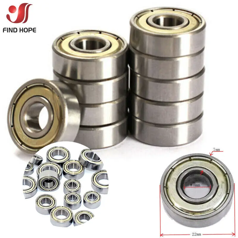 10pcs Ball Bearings 608ZZ 623ZZ 626ZZ 687ZZ 607zz Deep Groove Miniature Bearings For Skateboard Scooter 3D Printers Bearings