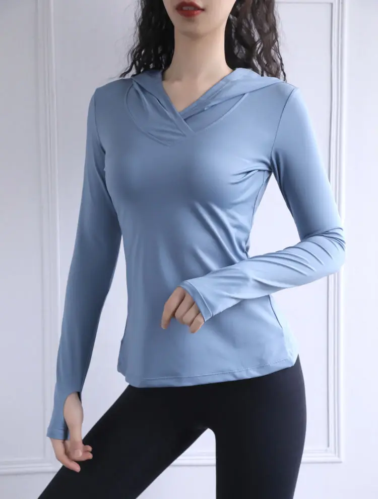 Peach Heart Hoodie Sports Top Women's Slim Fitness Clothes Slim Look Running Sweater Breathable Long Sleeve Yoga Clothes