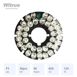 Witrue IR LED 보드 감시 보안 CCTV 카메라용 CCTV 액세서리, 36 그레인 850nm, 90 도 직경 53mm