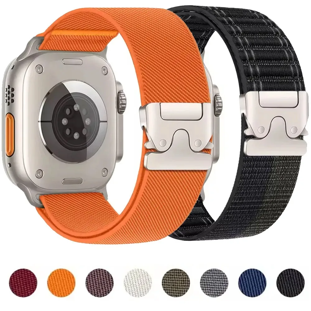 Parachute Nylon Strap for Apple Watch Ultra 2/1 49mm10 46mm 42mm Braided Breathable Band IWatch 9 8 7 6 5 SE 45mm 41mm 44mm 40mm