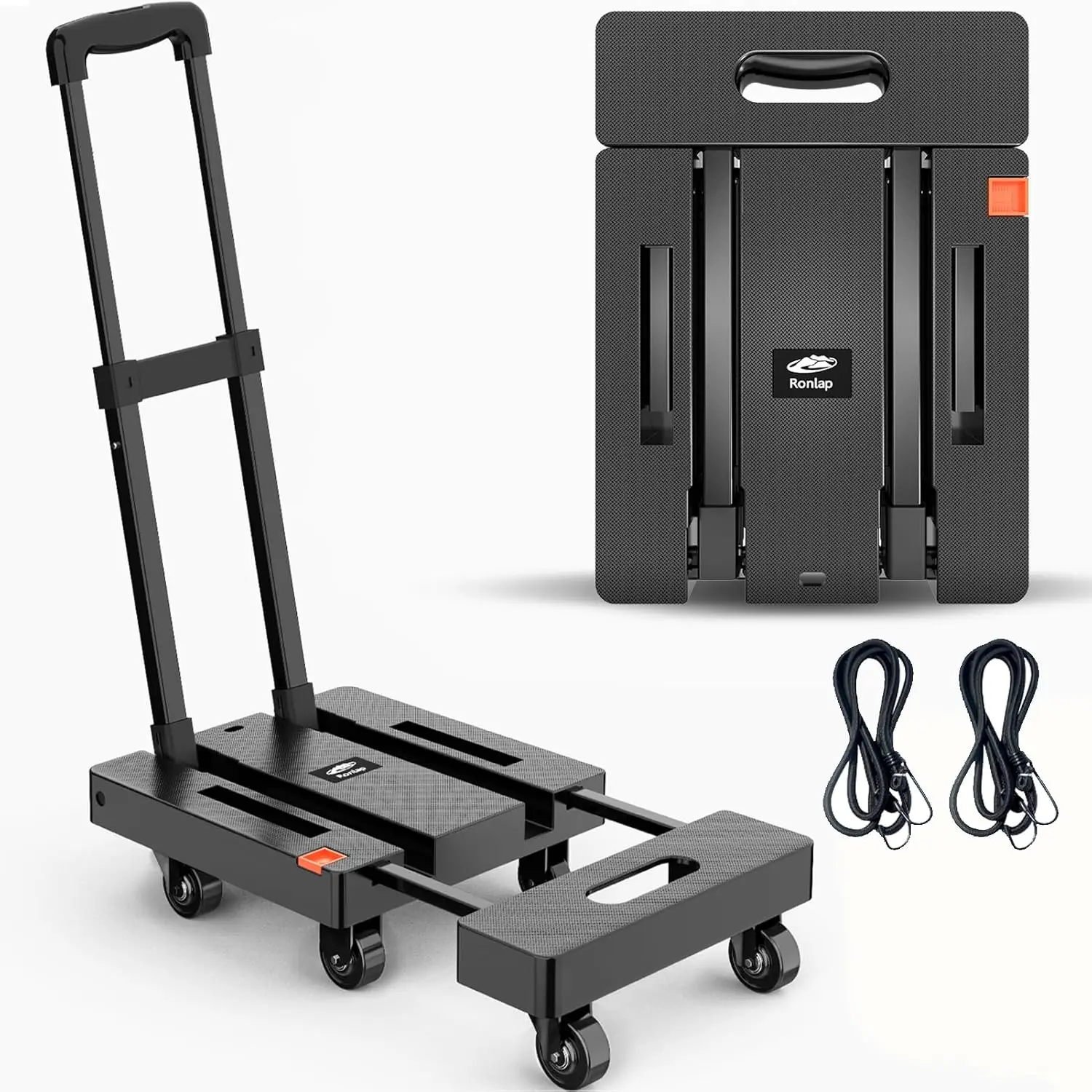 

Folding Hand Truck, Foldable Moving Dolly Cart with Wheels 500lbs Heavy Duty Luggage Cart Portable Hand Cart Collapsible