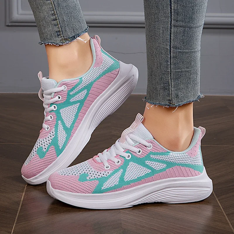 

Running Shoes Women Thick-soled Lightweight Breathable Anti-slip Mesh Shoes Women Comfortable Soft Lace-up Sports Shoes Women