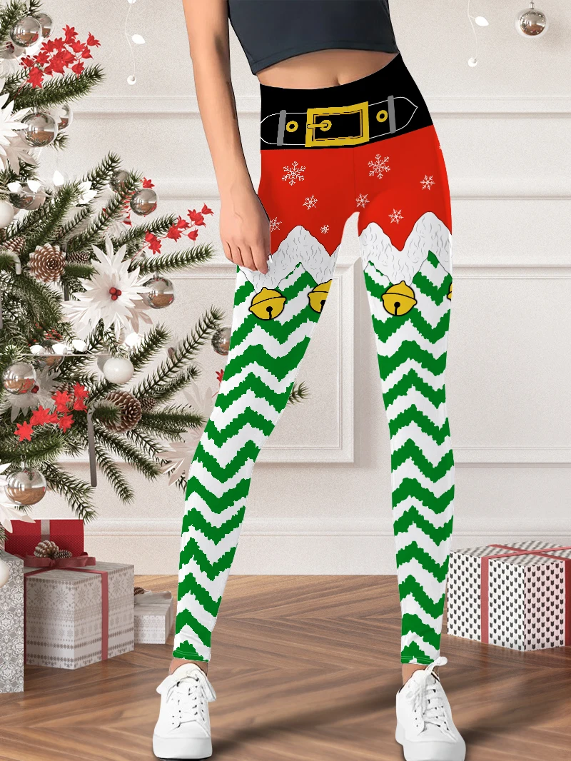 Women's home daily Christmas atmosphere leggings festive daily fun holiday pattern printed leggings