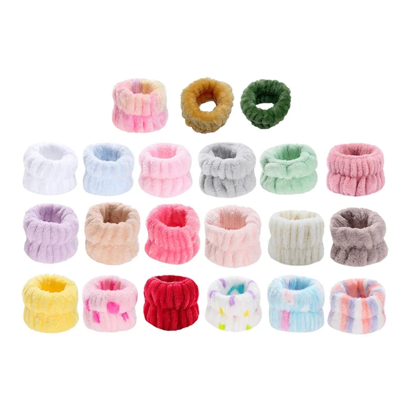 20pcs Wrist Washband Belt Soft Microfiber Towel Absorption Water No-splash Anti-wet Reusable Potable Makeup Sport Sleeve Beauty