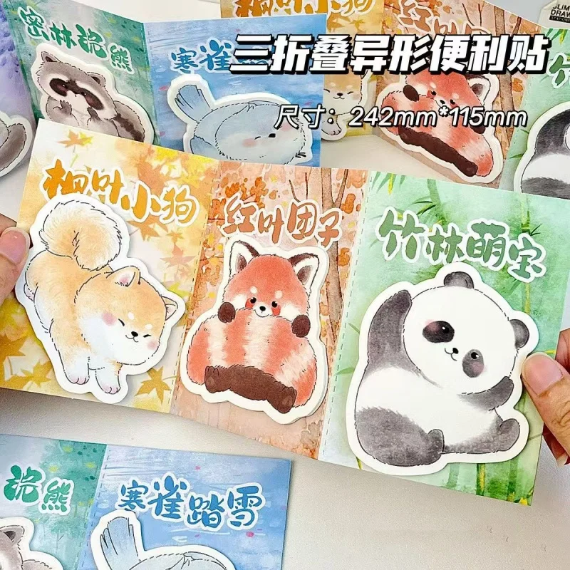 24pcs/lot Kawaii Cat Dog Panda Animal Memo Pad Sticky Notes Cute N Times Stationery Label Notepad Bookmark Post School Supplies