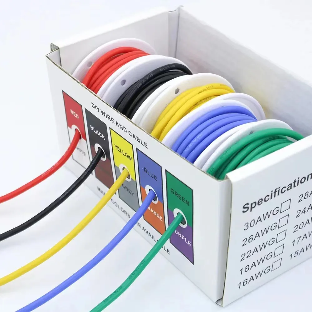 

18/20AWG Stranded Wire Soft Silicone Wire Tinned Copper Electrical wire ,5 Colors Hook Up Wire UL 1007 Gauge PVC Cable DIY Wire