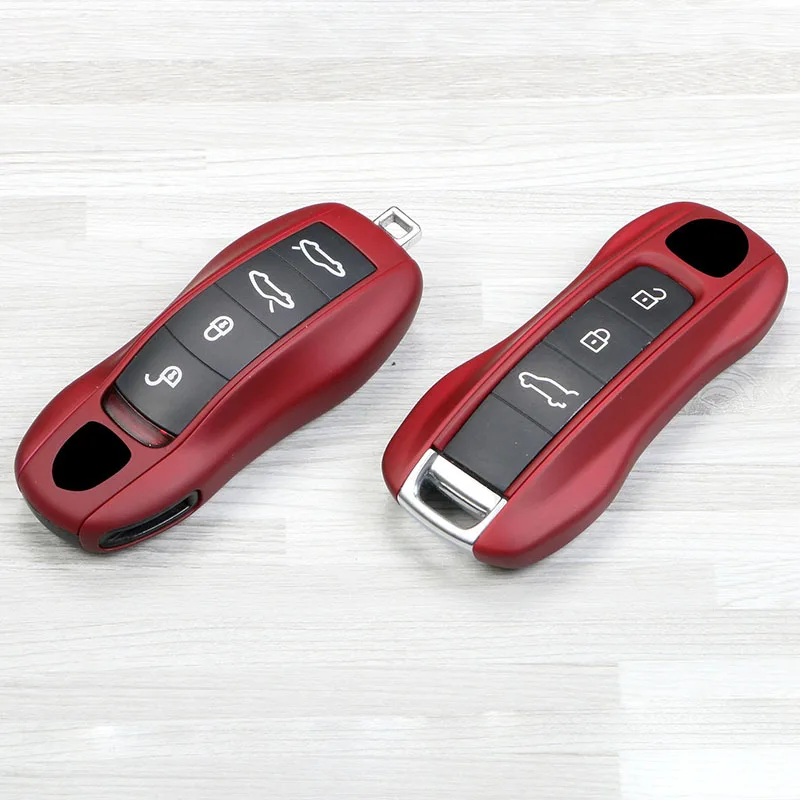 Bordeaux Red Car Key Fob Shell Cover For Porsche Panamera Cayenne Macan 911 718 Boxster Cayman Key Case Replacement 3Pcs/set