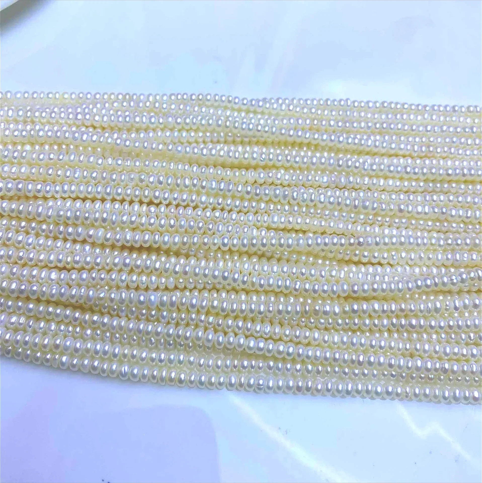 

3-4mm 4A Glassy Brilliant Natural Freshwater Flat White Pearl Bead Women Gift Jewelry Make DIY Necklace Bracelet Accessories