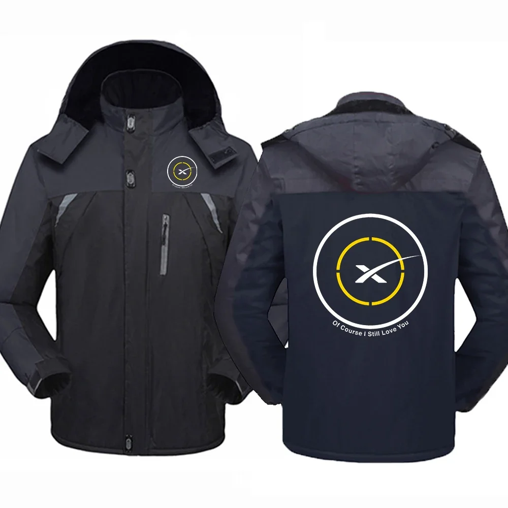 2024 New Space X SpaceX Travel Men Windproof Windbreak Plus Thick Warm Jacket Parkas Coat Men Hooded Parkas Comfortable Jacket