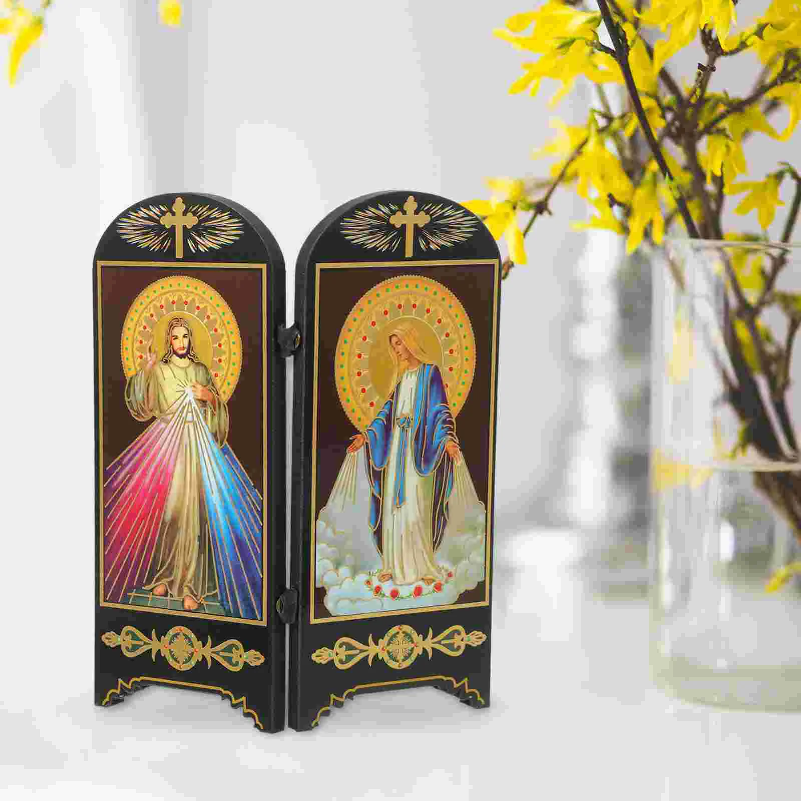Decoración del hogar, adorno de catolicismo, placas de madera religiosas navideñas, decoración de la Virgen María, Biblia