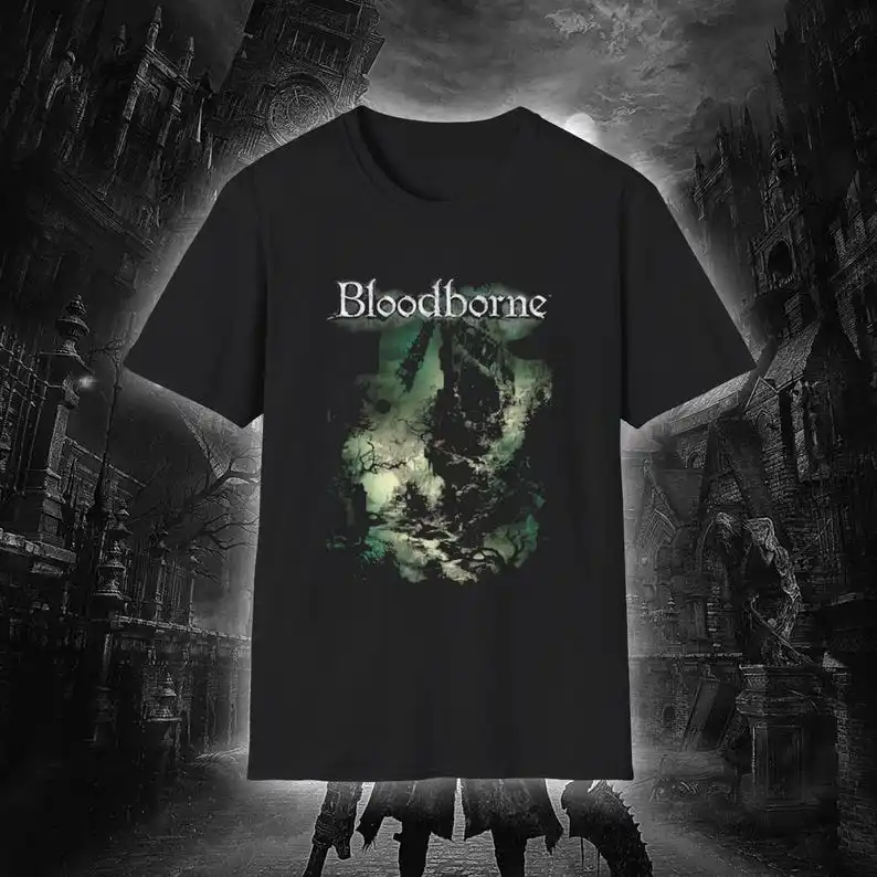 Bloodborne Dark Souls Gaming T-shirt Oversized Men Women Streetwear Tee Gothic Video Game Tee Casual Cotton Female Male Clothing view 3