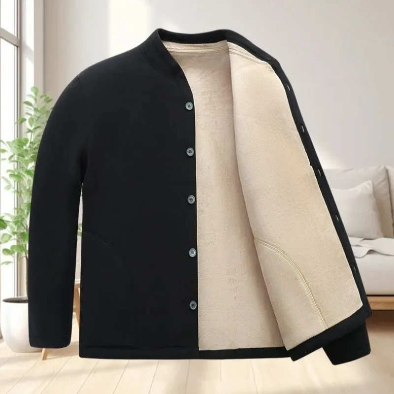 Fashion New Jacket Men's Autumn And Winter Trendy Fleece Jacket Male's Casual Heated Warm Top