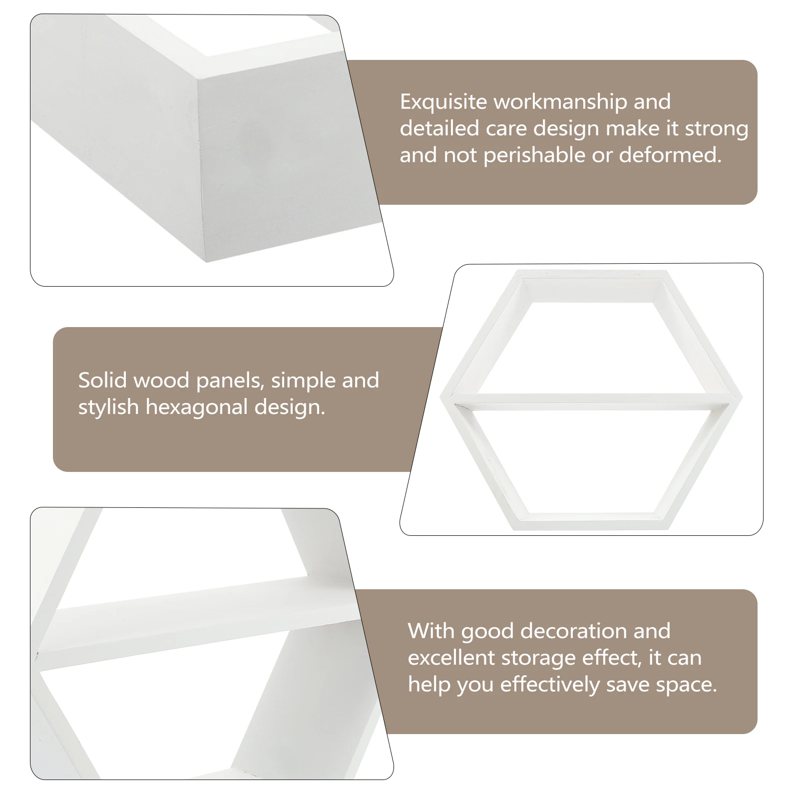 

Hexagon Wood White Small Gentle Excellent Texture Unique Fashionable Effect Save Space Smooth Touch Beautiful Practical
