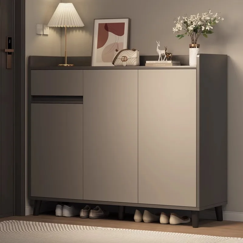 خزانة الأحذية باب منزلي 2025 شرفة داخلية جديدة خزانة متكاملة أرجل خشبية صلبة رف أحذية متعدد الطبقات #2