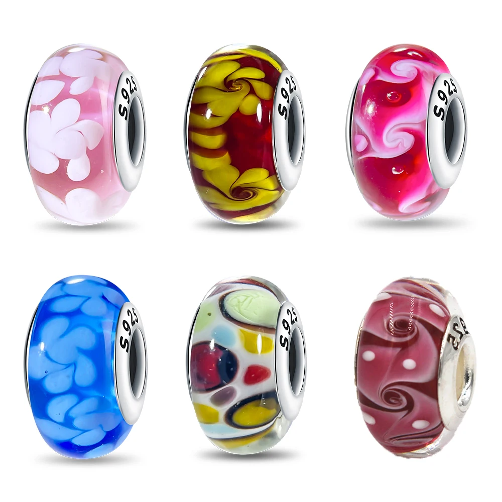Farbblock-Design-Charms, Perlen, passend für 925er Sterlingsilber-Charms, Armbandperlen, Schmuck, Geschenke für Frauen