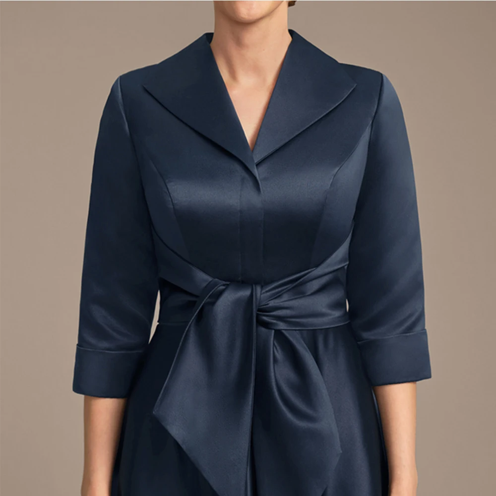 Simple Navy Blue Mother of the Bride Dresses A Line Wedding Party Gowns Zipper Back Beach 3/4 Sleeve Summer Vestido De 2025 New