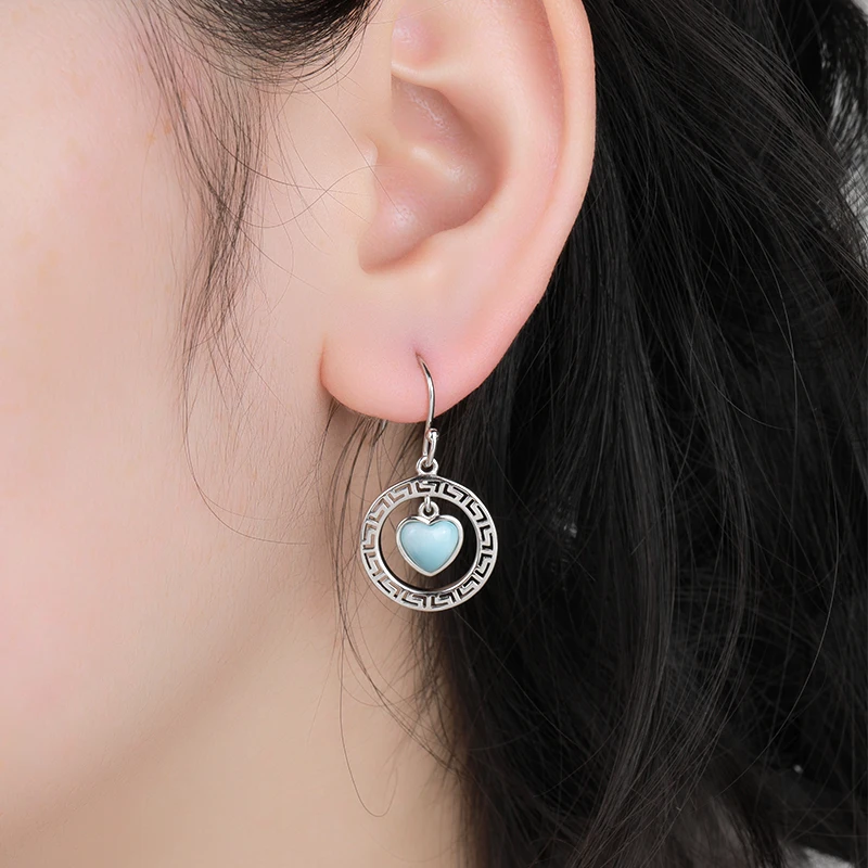 XYOP 2025 Jewelry 925 sterling silver Contracted Round Zircon Larimar Earrings For Women Customized wholesale Gifts