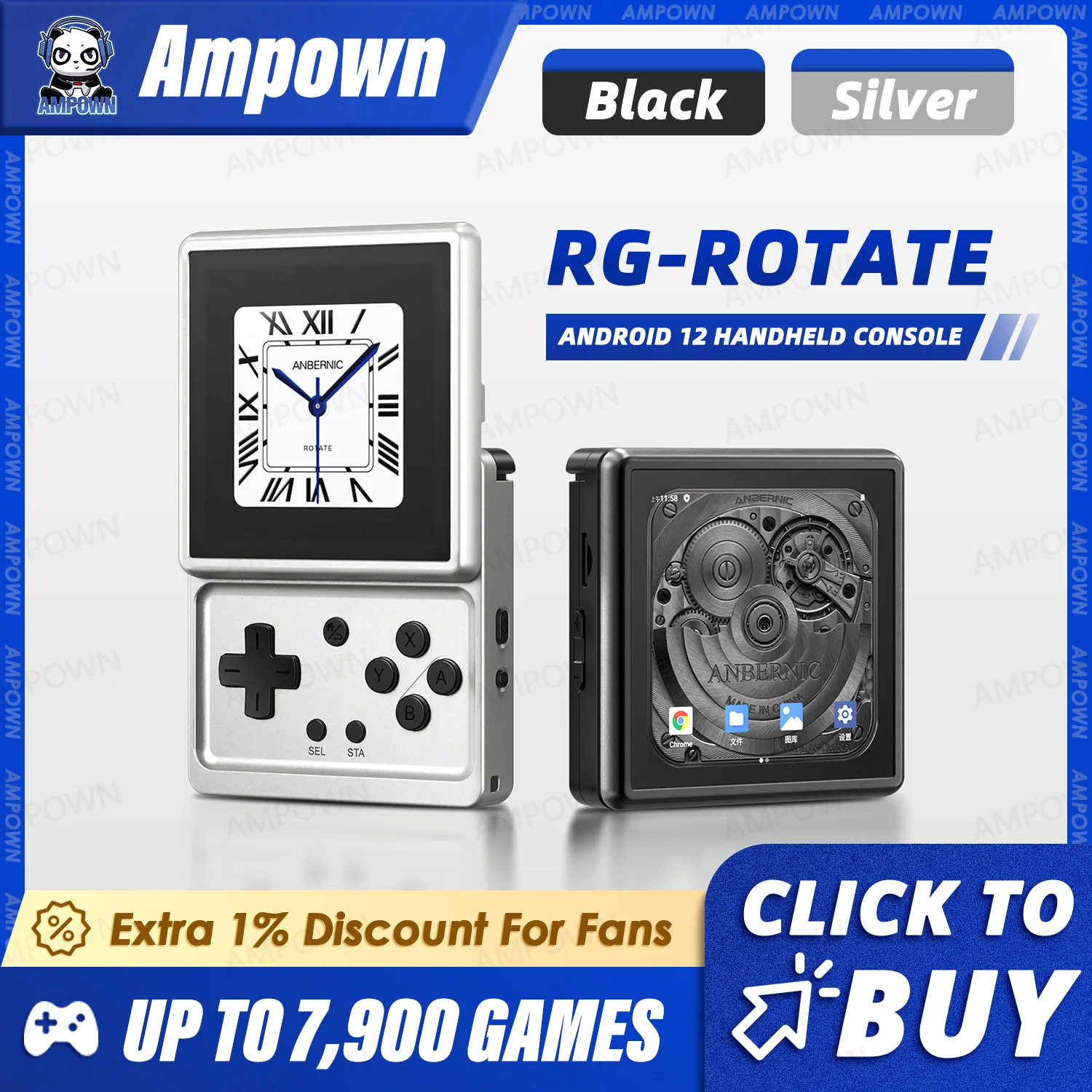 

ANBERNIC RG Rotate Handheld Game Console 3.5" IPS Rotating Screen Android Aluminum Alloy 2000 MAh Retro Portable Games Player AI