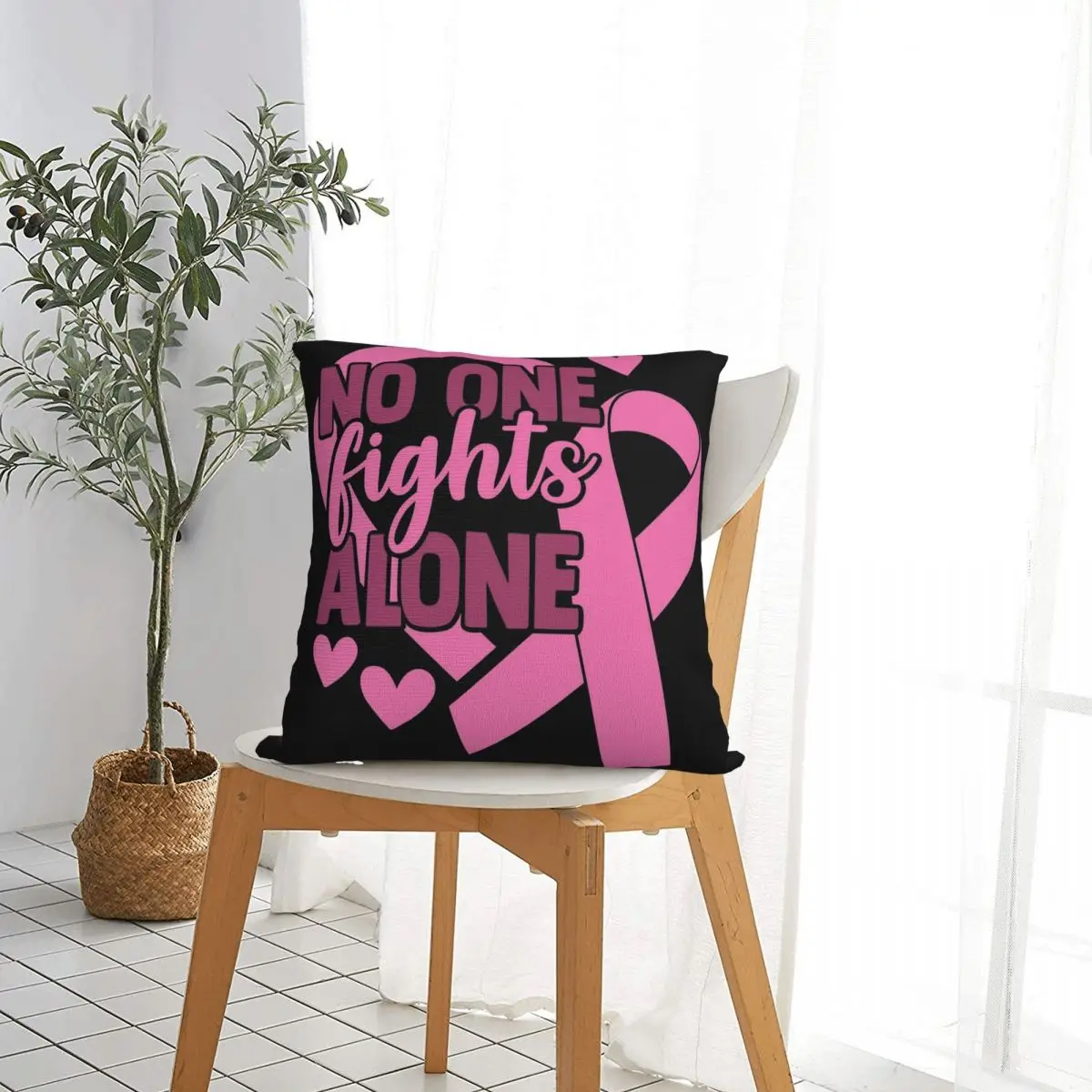 No One Fight Alone Breast Cancer Awareness Pillow Case Cushion Covers Custom Decorative Throw Pillow Case Cover for Home 18