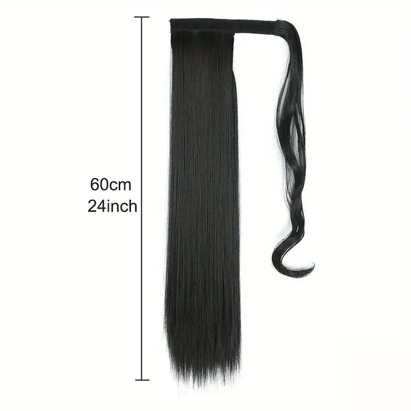 Cola de caballo sintética lisa de 24 pulgadas, fibra de alta temperatura, extensión de cabello 2