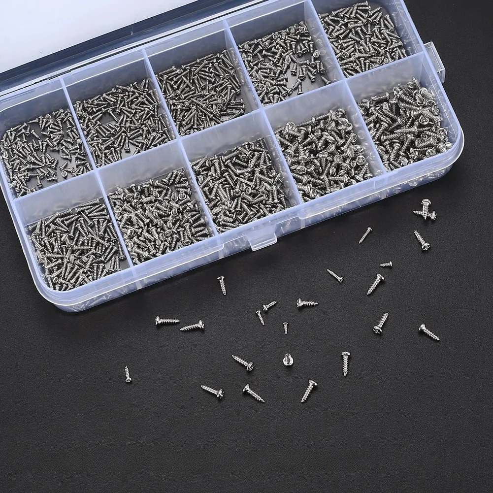 For PHILLIPS Type Screw Collection for Sunglasses Maintenance 1200pcs with Nickel Plated Carbon Steel and Curved Tweezers