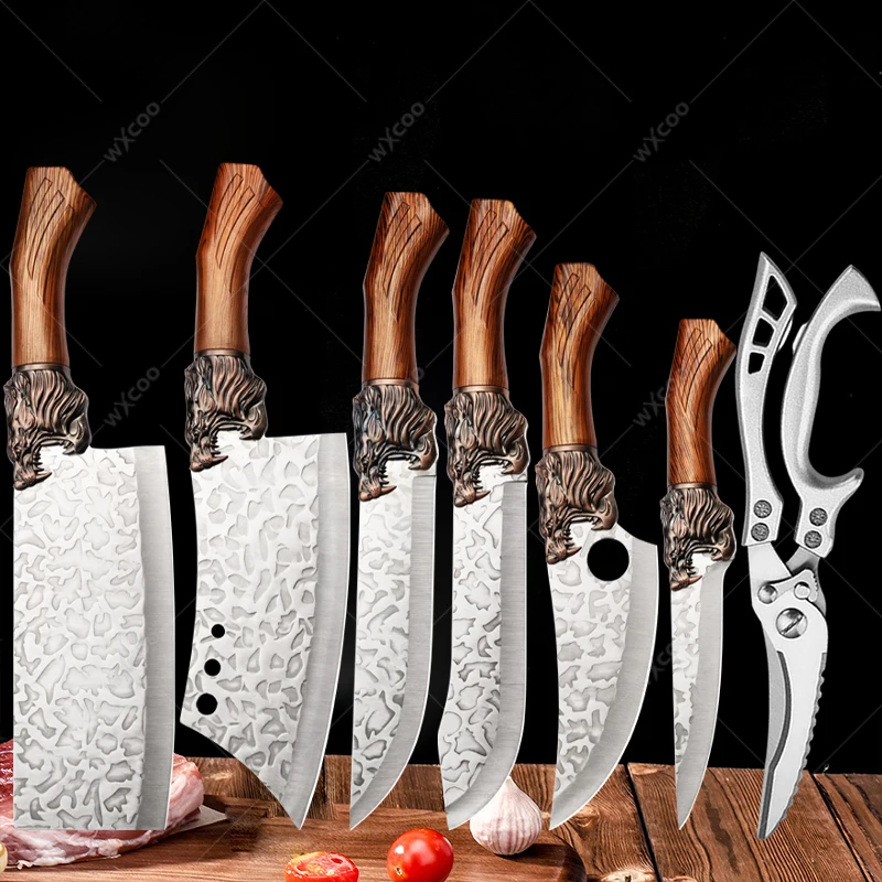 

Handmade Forging Chef Knives 5cr15mov Kitchen Knives Set Butcher Knife Stainless Steel Boning Knife Meat Cleaver Knife