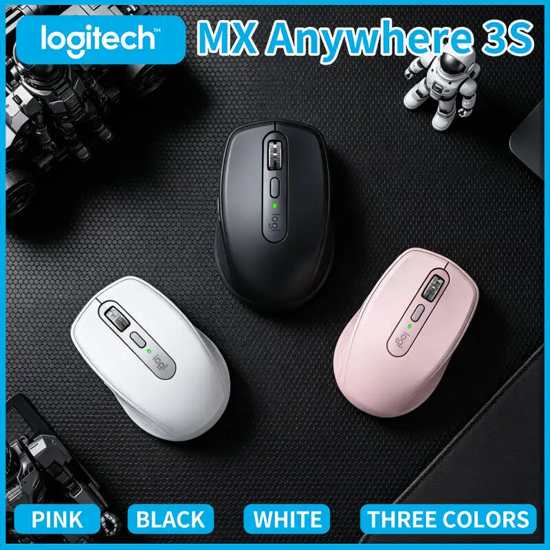 Logitech MX Anywhere 3S Ergonomic Mouse - 8K DPI, MagSpeed Hyper-Scroll, 3-Device Sync, Travel-Ready Build, USB-C Fast Charge