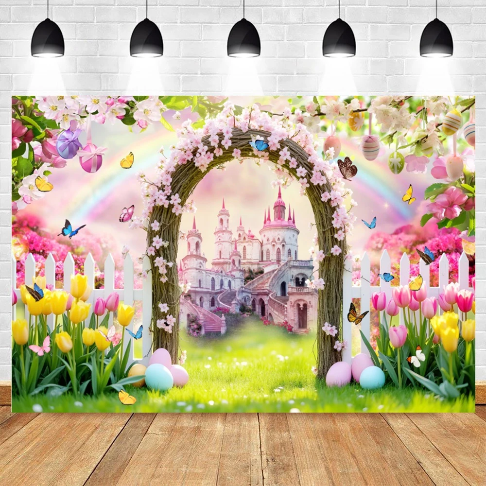 Spring Easter Photography Backdrop Green Grass Rabbit Eggs Bunny Truck Flower Easter Kids Baby Birthday Background Photo Studio