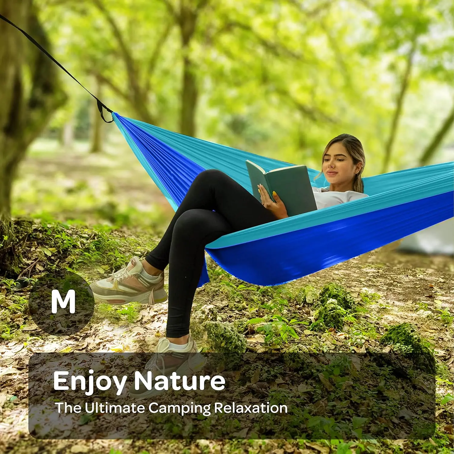 Durable Hammock Nylon Camping Hammock Chair Double or Single Sizes Tree Straps Carry Bag Portable for Travel Beach Backyard