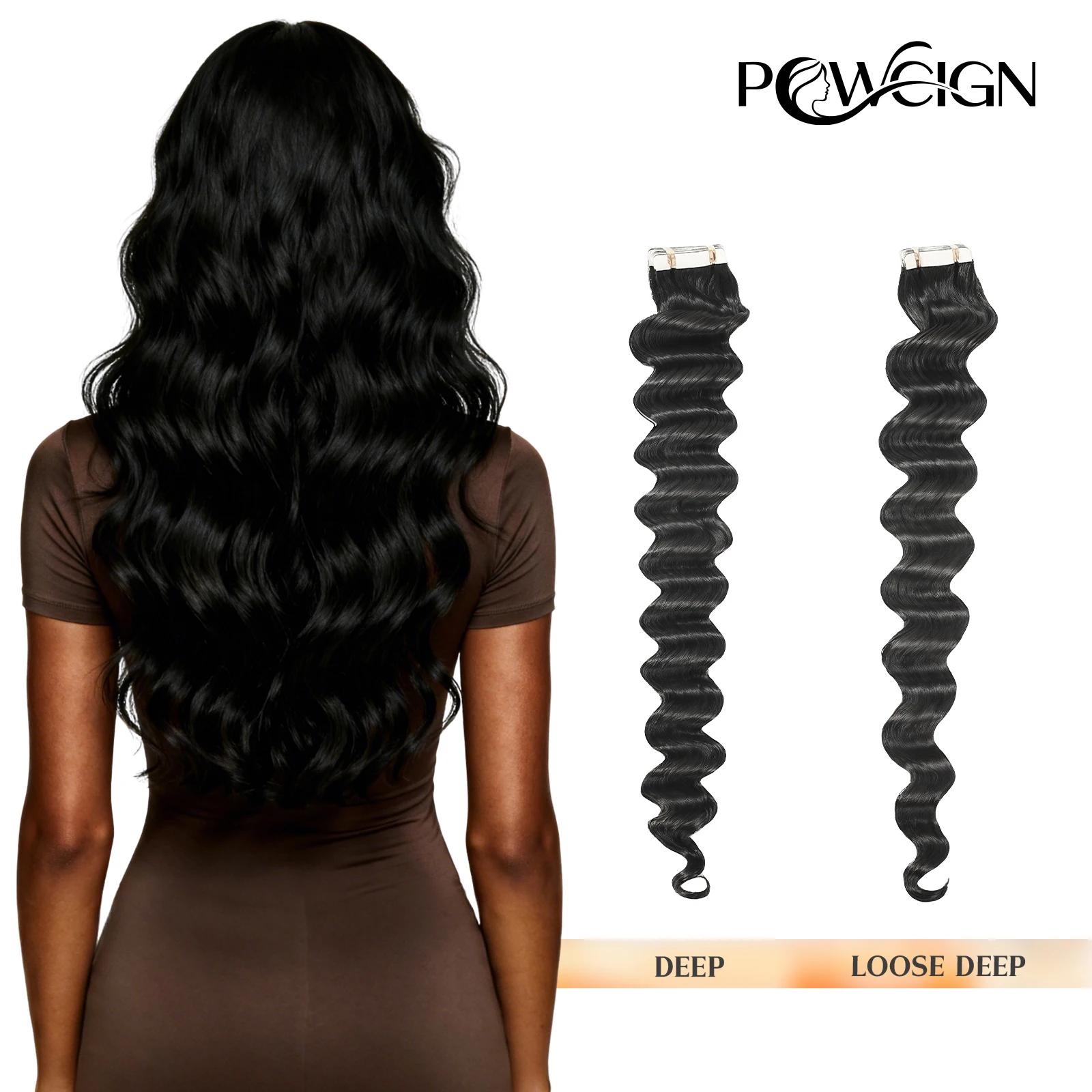 

12-30In Deep Tape In Hair Extensions 100% Human Hair Adhesive Replaceable Invisible Tape 20pcs Loose Deep Hair For Women 50g