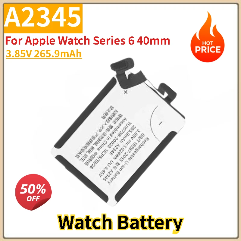

High Quality 3.85V 265.9mAh A2345 Battery For Apple Watch Series 6 40mm Brand New Replacement Battery