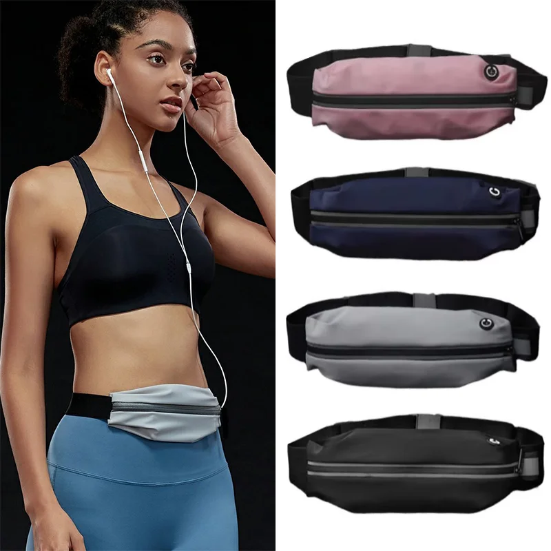 Cinturón delgado para correr para ciclismo, trotar, riñonera ligera con cremallera reflectante para teléfono, bolsa Invisible Unisex